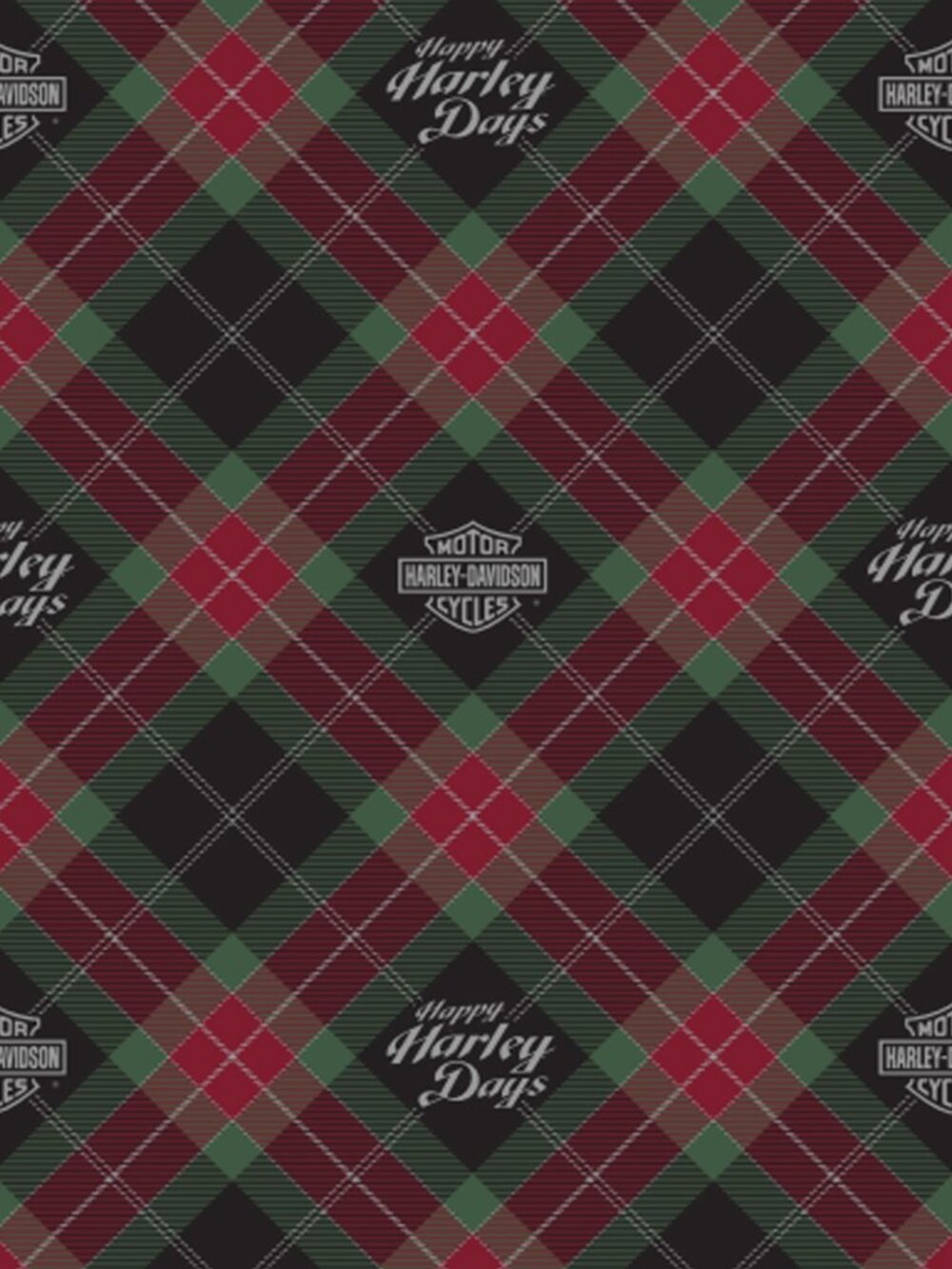 HARLEY-DAVIDSON PLAID HOLIDAY WRAPPING PAPER